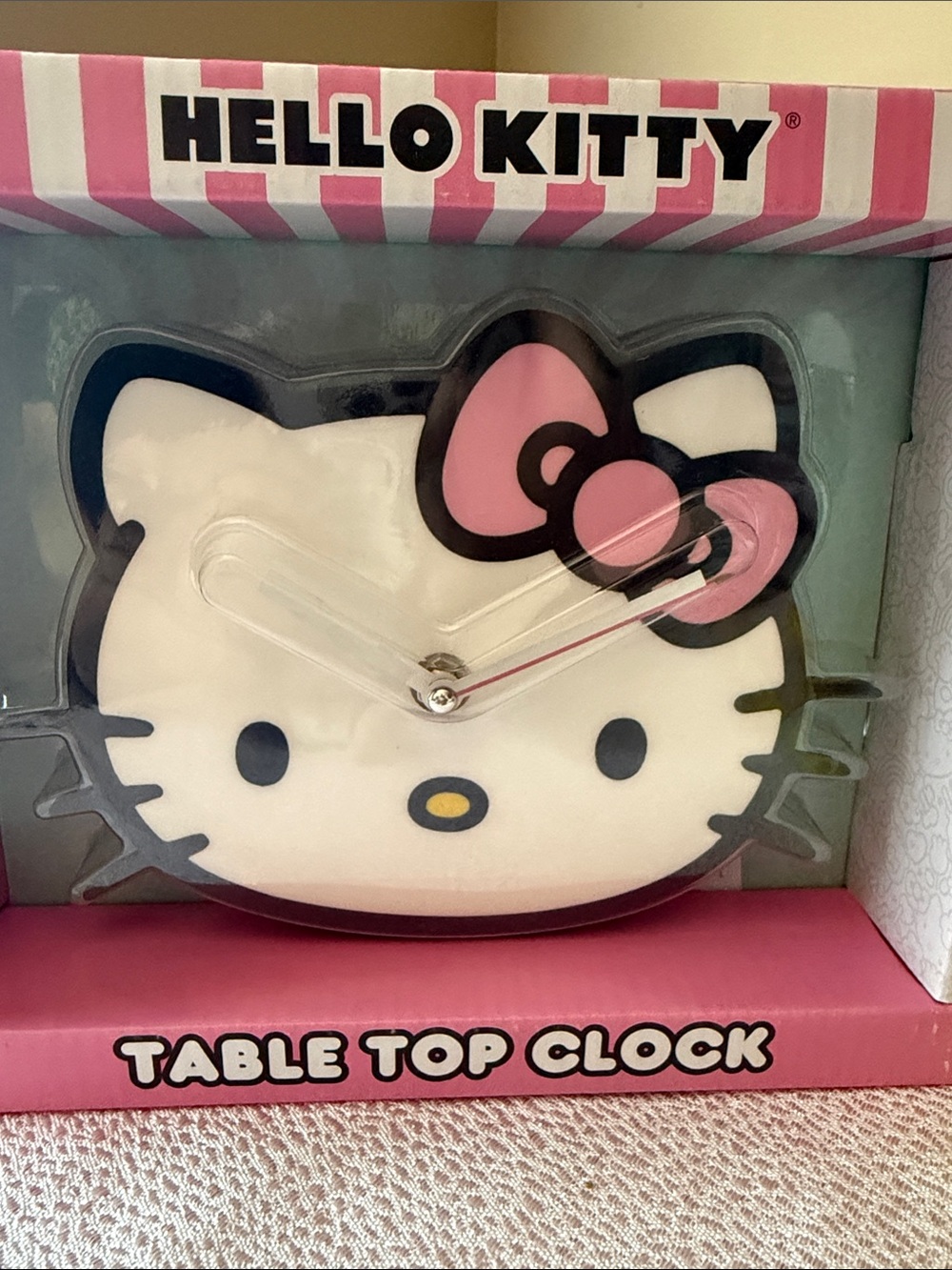 Hello Kitty White & Pink Face Clock